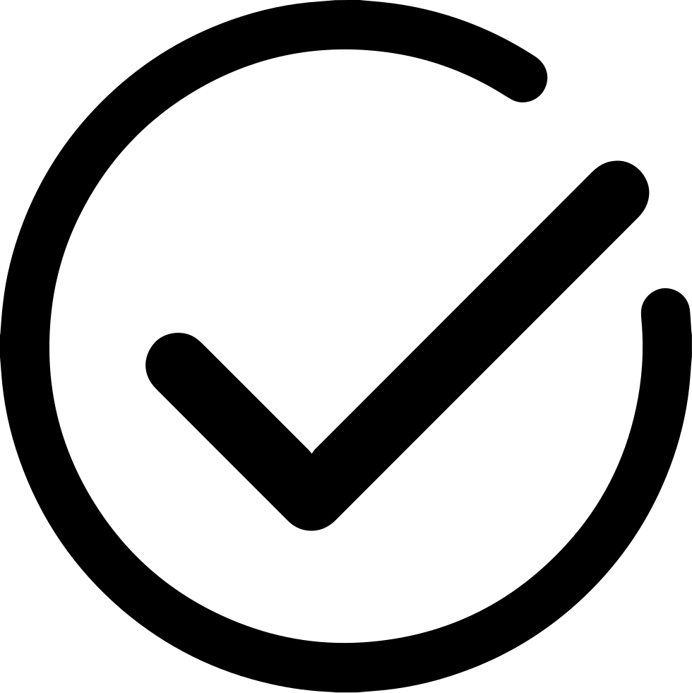 a black check mark in a circle