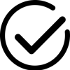 a black check mark in a circle