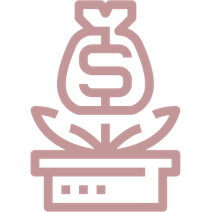 a pink and white logo