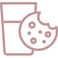 a glass of milk and a cookie