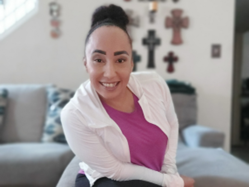 a person sitting on a couch