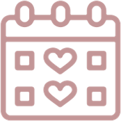 a calendar with a heart and squares