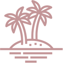 a pink palm trees on an island
